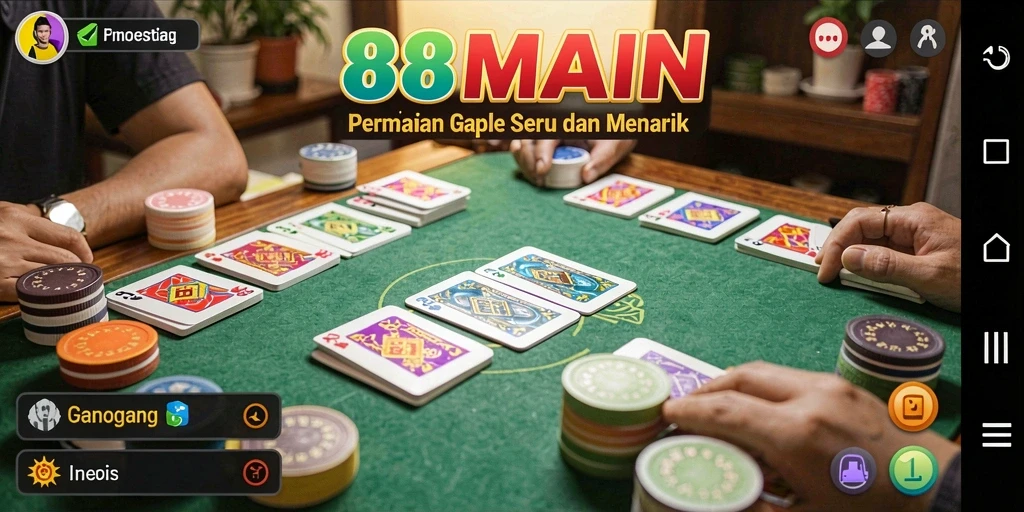 Screenshot gameplay 88MAIN menampilkan suasana permainan Gaple yang seru.