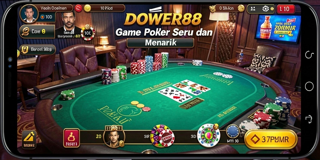 Tangkapan layar gameplay DOWER88 menampilkan aksi Poker yang mendebarkan.