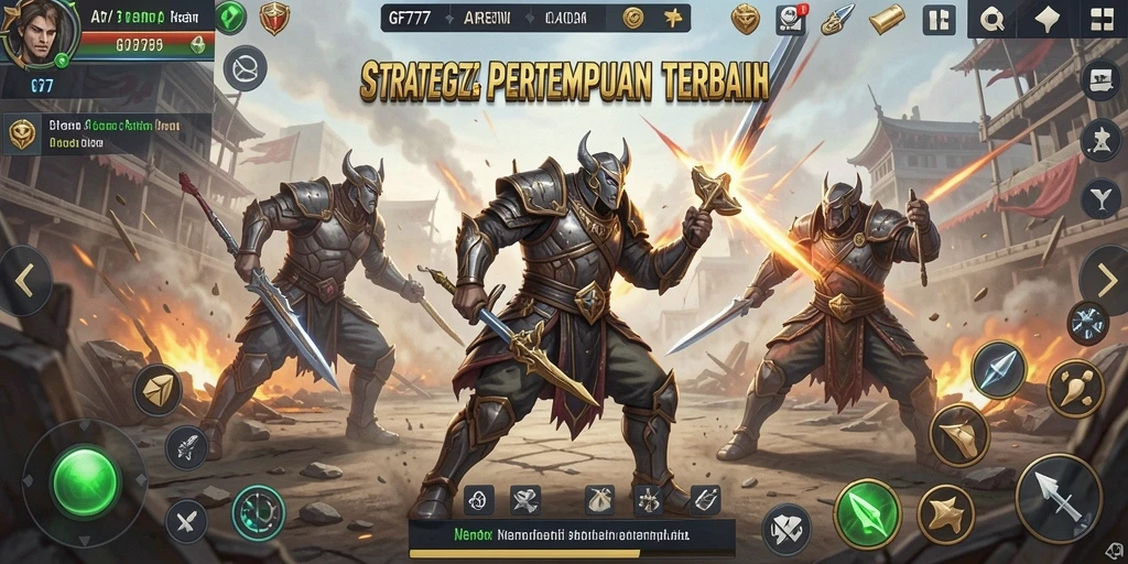 Tampilan gameplay seru dalam arena pertempuran MOBA.