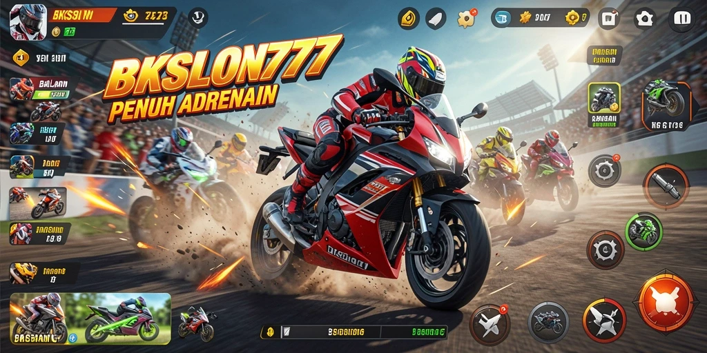 Screenshot dari gameplay balapan motor KKSLOT777 yang mendebarkan.