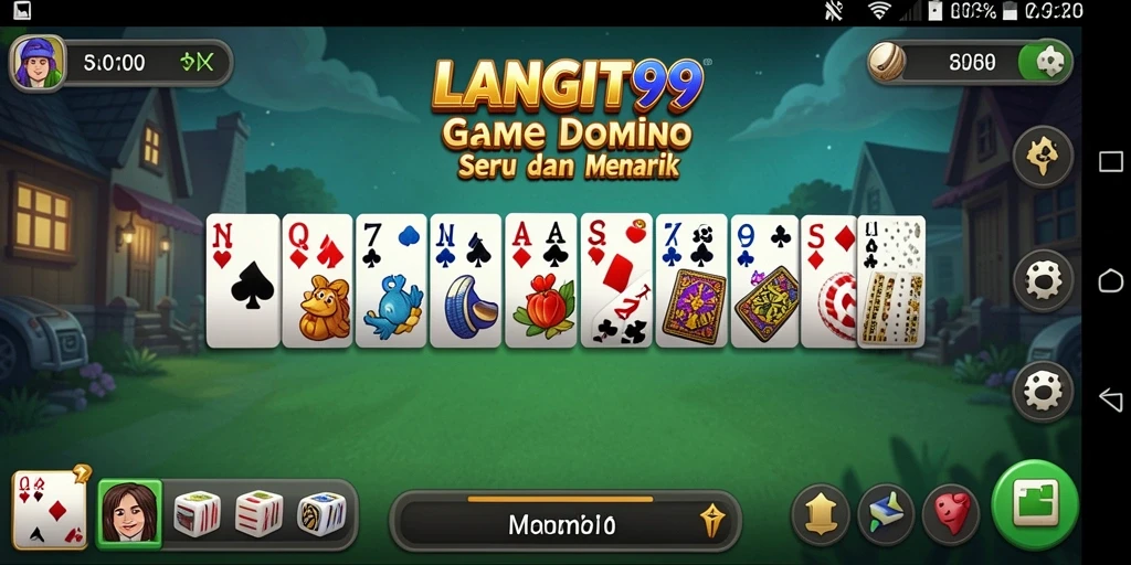 Screenshot LANGIT99 menampilkan gameplay Domino yang seru dan interaktif.