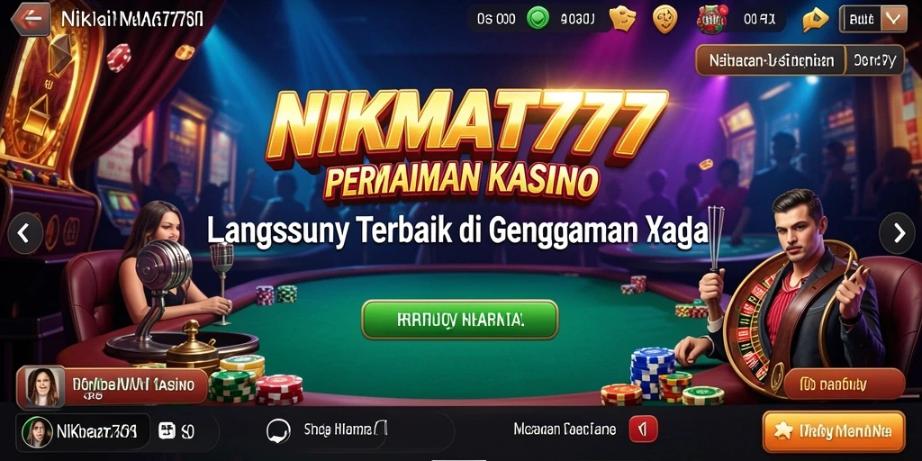 Screenshot NIKMAT777 menampilkan dealer cantik dan permainan kasino langsung yang seru.