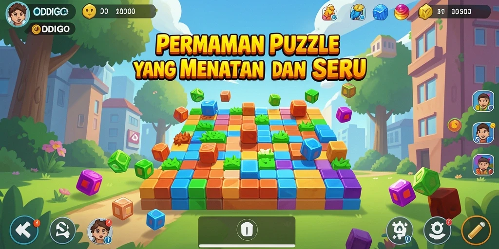 Screenshot ODDIGO menampilkan gameplay Puzzle yang menantang.