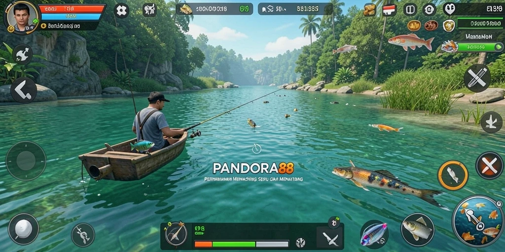 Tampilan gameplay PANDORA88 menunjukkan aksi memancing yang mendebarkan.