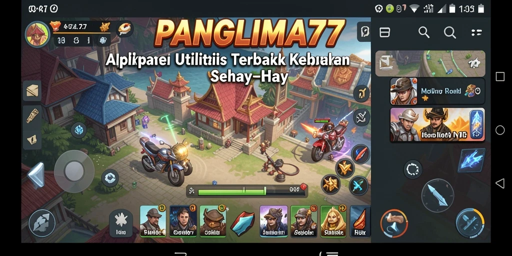 Tampilan antarmuka utama aplikasi PANGLIMA77 yang menampilkan berbagai fitur utilitas.