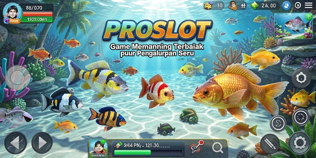 Tampilan gameplay memancing yang seru di PROSLOT