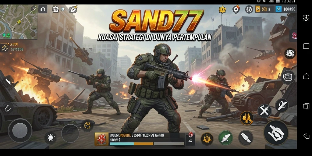 Tangkapan layar dari gameplay SAND77 yang menunjukkan pertarungan strategis yang seru.