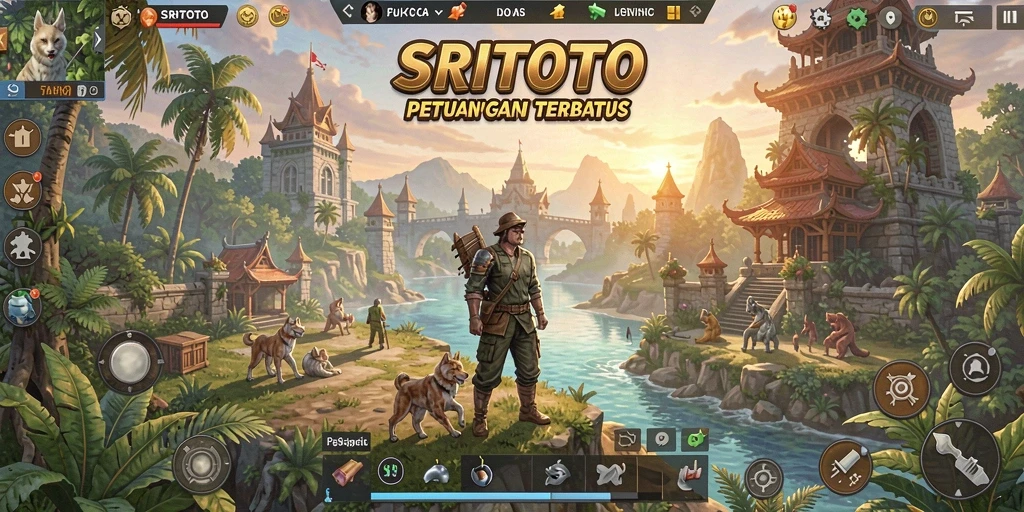 Gameplay SRITOTO menampilkan eksplorasi dunia yang luas dan interaksi dinamis.